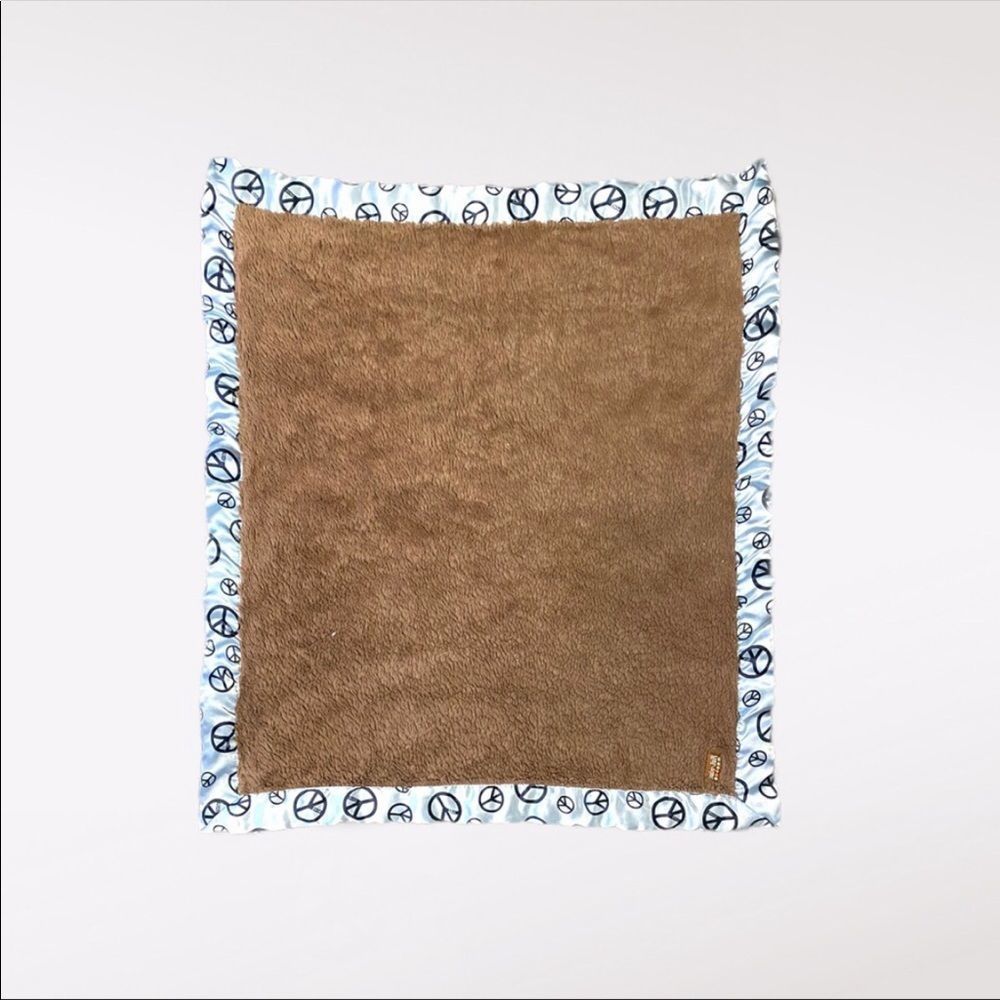 BABYJAR | 3/$15 Brown and Blue Peace Sign Baby Blanket